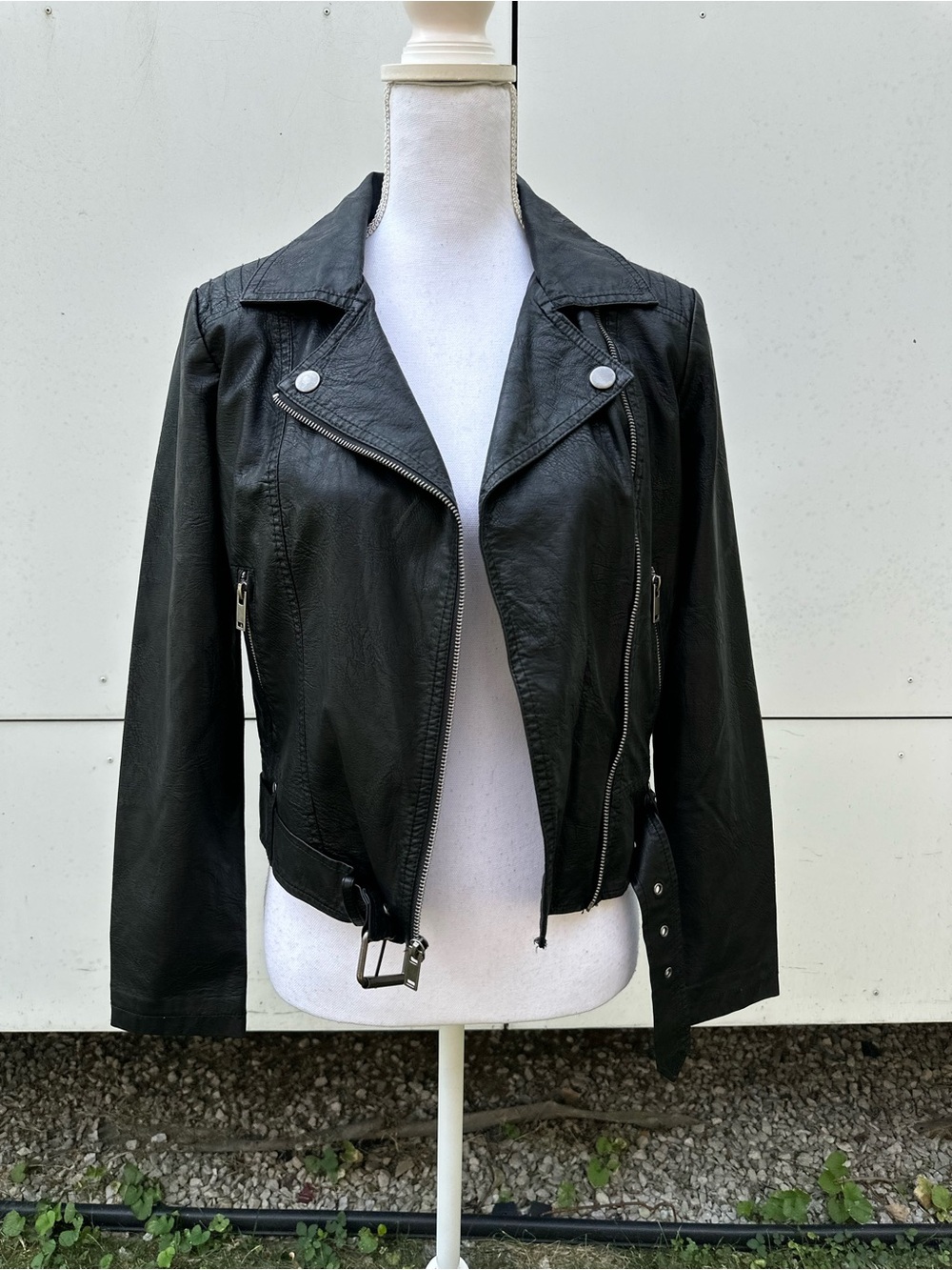 Arizona Jean Co / Black Faux Leather Y2K Biker Jacket / Extra Small / Bikercore